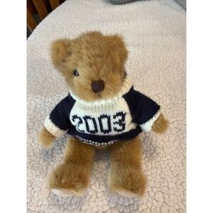 Russ Berrie Varsity Bears 2003 Teddy Bear Navy Blue Knit Sweater Plush 1716